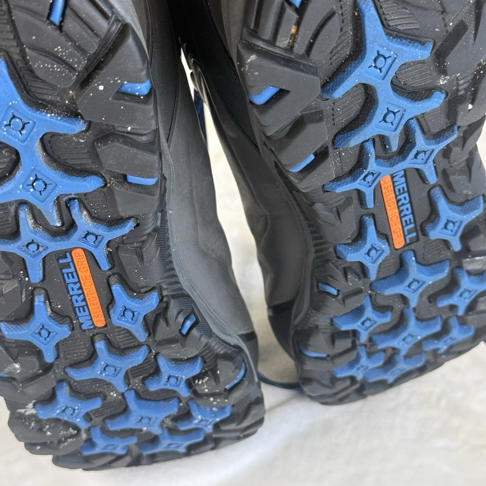 Merrell Carbon Mens Hiking Boots Size 12 Waterproof Select Ice Grip Black Blue - Picture 5 of 5